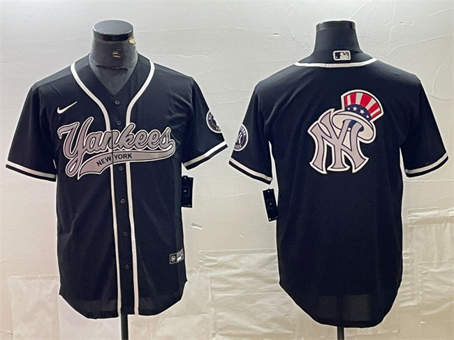 Men's New York Yankees Black Team Big Logo Cool Base Stitched Baseball Jersey Men's New York Yankees Black Team Big Logo Cool Base Stitched Baseball Jersey